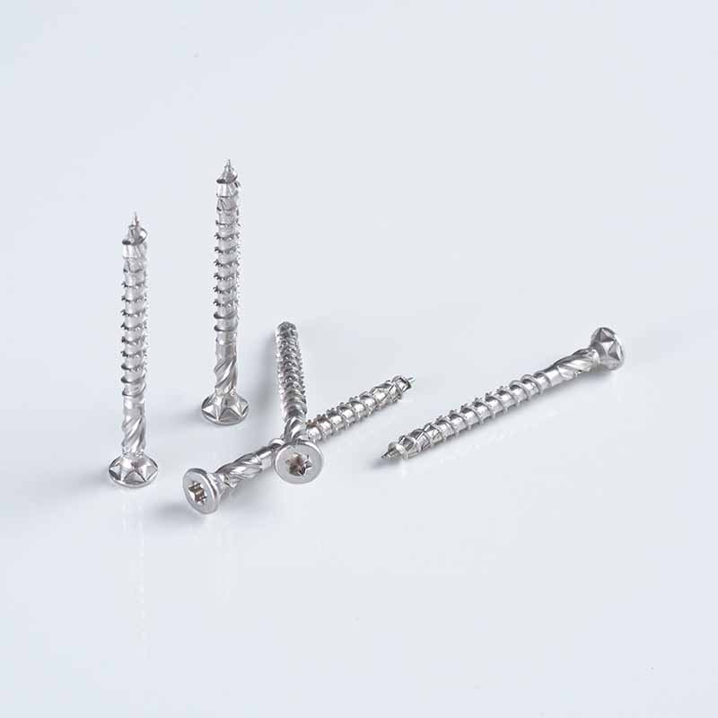 8-10×50-65 SS304 برغي خشبي ملتوي ذو خيط عالي ومنخفض، محرك توركس مزدوج غاطس